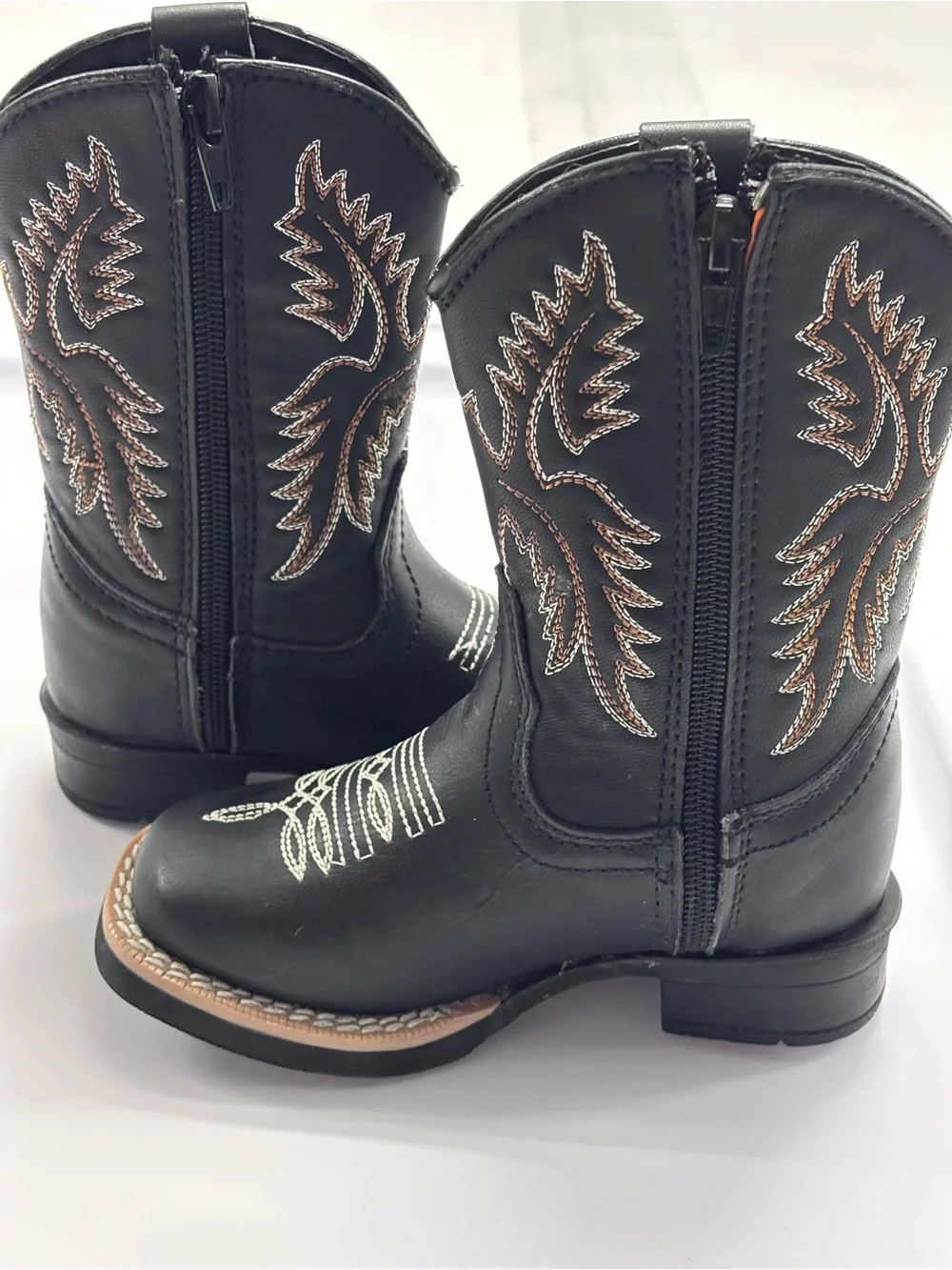 Calzatti Toddler Western Cowboy Boots Size 15.5 Mex 8.5-9BlkLeather Embroidered
